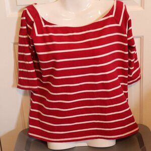 Gap Red/White Striped Casual Top Size XL